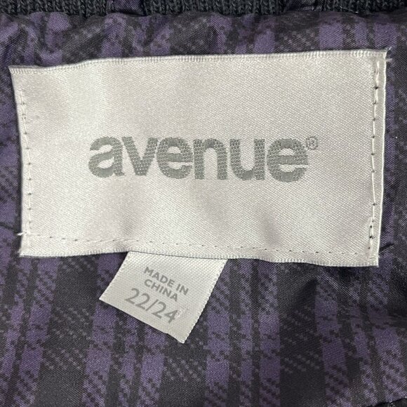 Avenue Womens Puffer Vest Purple Black Plaid Pockets Size 22/24 - Picture 9 of 11